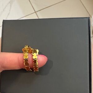 Tous Gold Clover Hoop Earrings